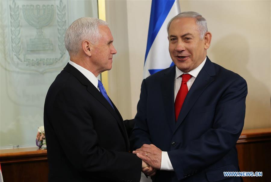 MIDEAST-JERUSALEM-NETANYAHU-PENCE-MEET