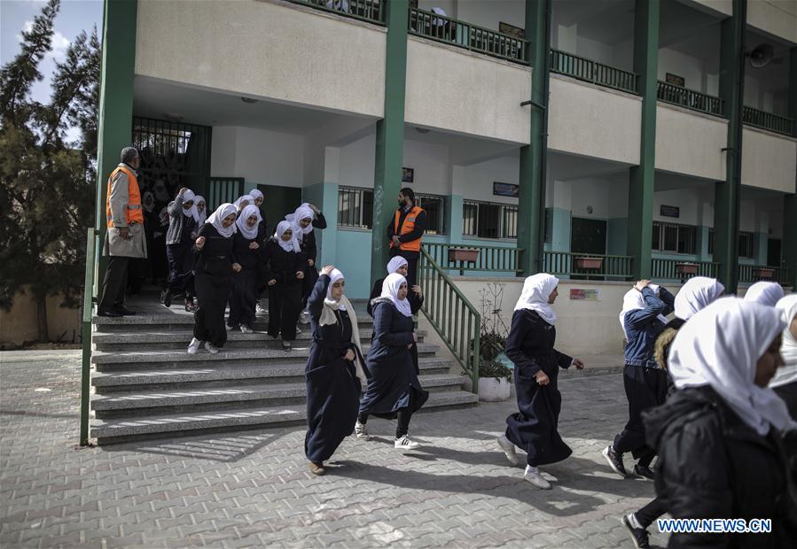 MIDEAST-GAZA STRIP-NUSEIRAT-EVACUATION-TRAINING