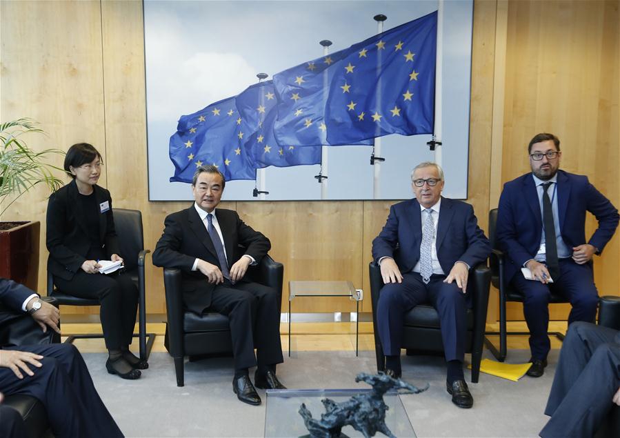 BELGIUM-BRUSSELS-EU-CHINA-JUNCKER-WANG YI-MEETING