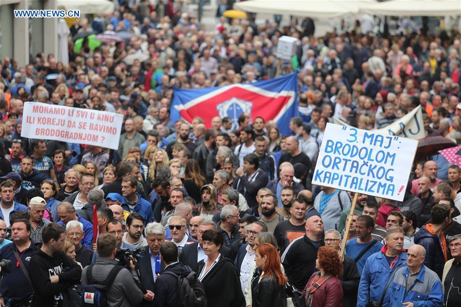 CROATIA-RIJEKA-SHIPYARD-STRIKE