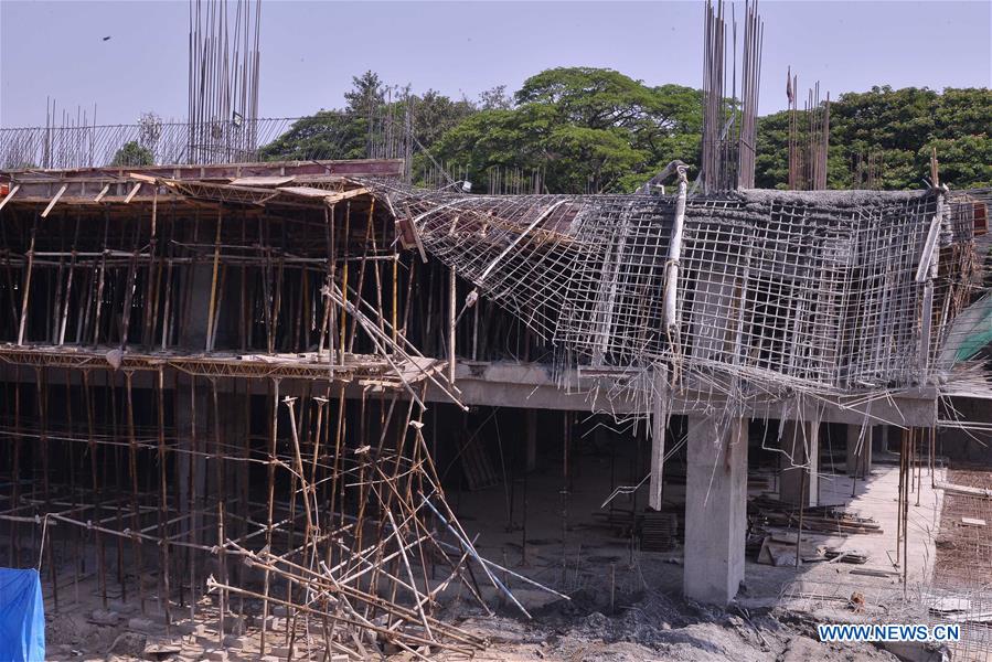 INDIA-BENGALURU-UNDER-CONSTRUCTION CAR PARKING BUILDING-COLLAPSE