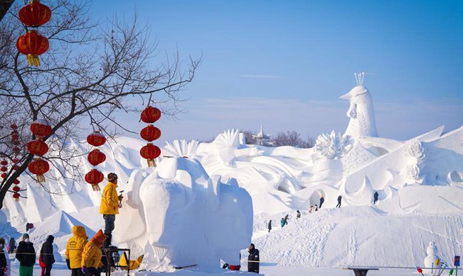 25th Harbin snow sculpture competition held in China's Heilongjiang